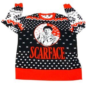 Scarface NWT LIGHT UP Red&Black Ugly Christmas Sweater Tony Montana Large